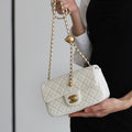 Chanel Flap Bag 20cm White Lambskin Gold Hardware