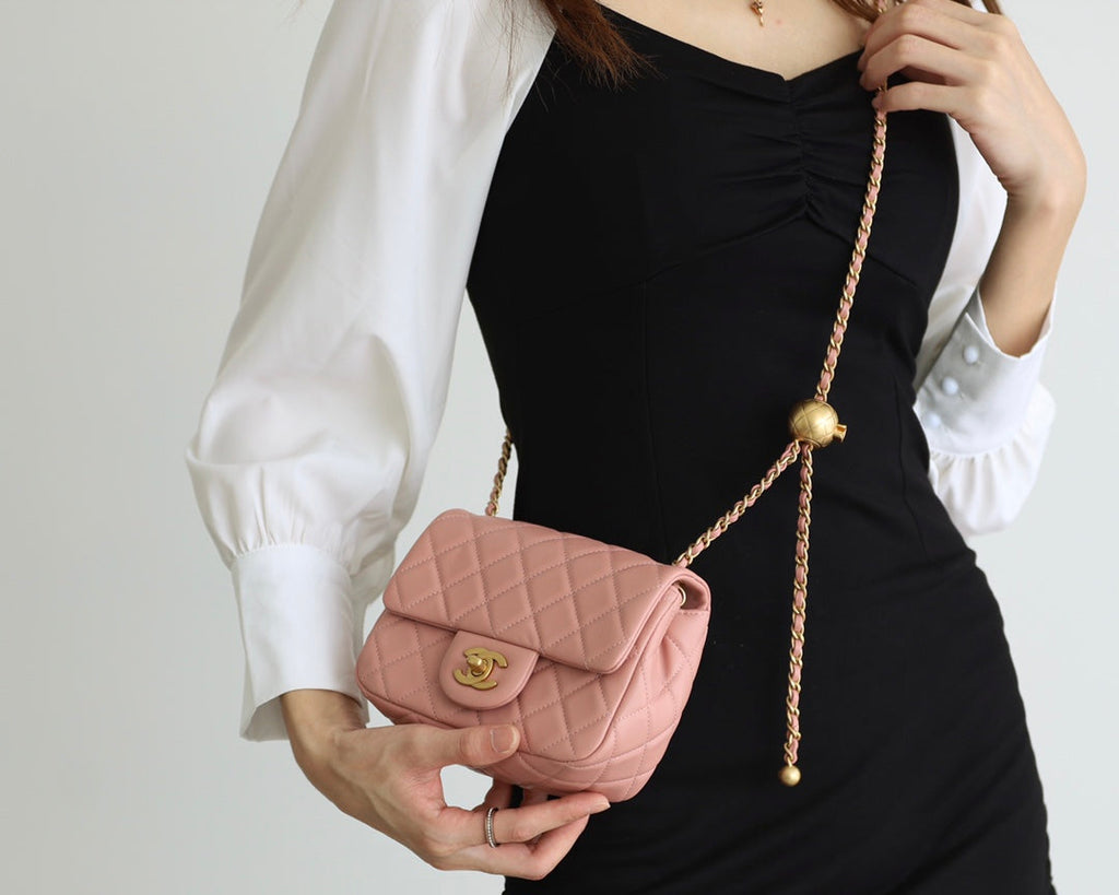 Chanel Flap Bag 17cm Baby Pink Lambskin Gold Hardware