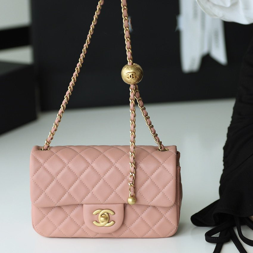 Chanel Flap Bag 20cm Baby Pink Lambskin Gold Hardware