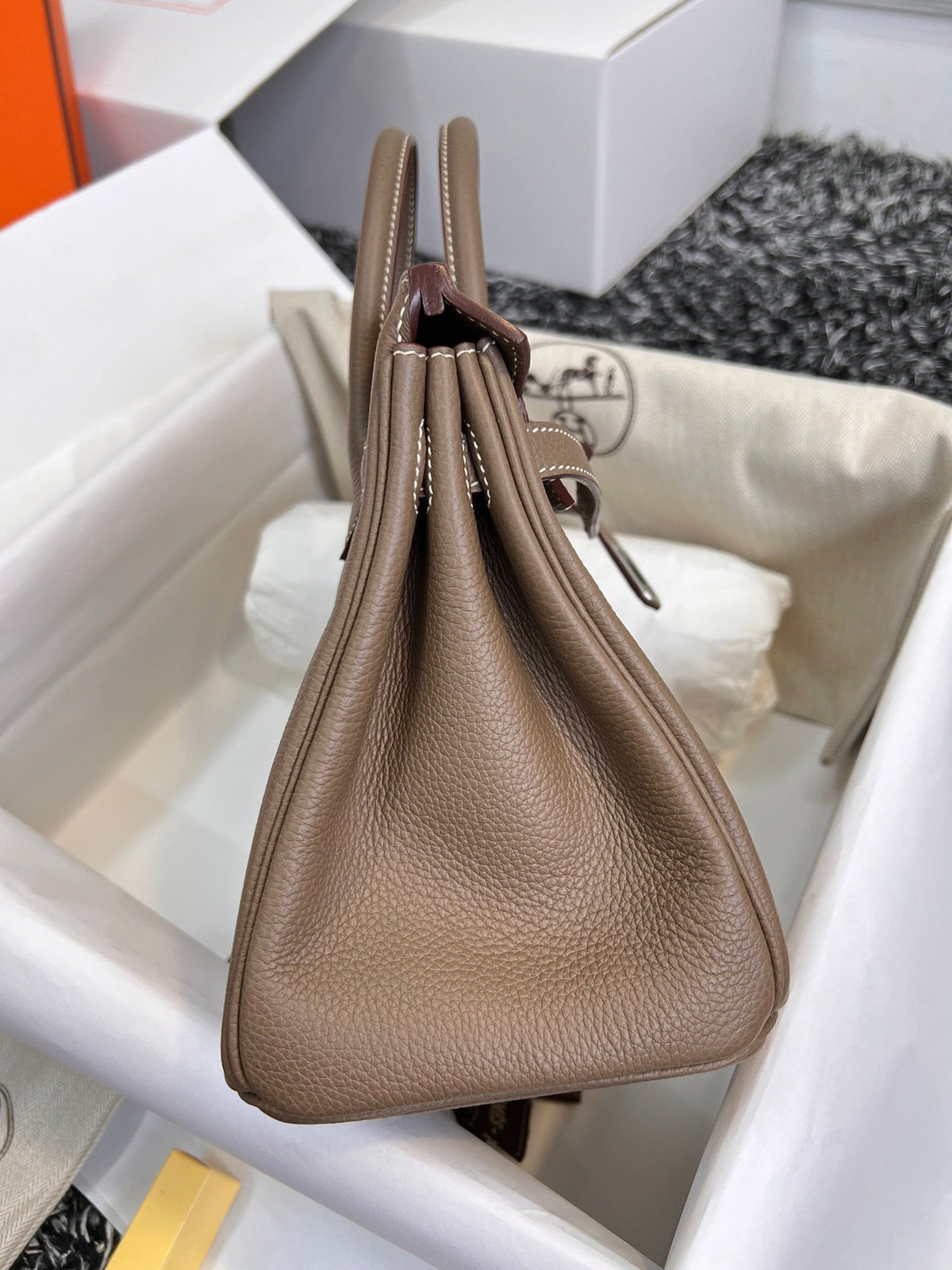 Hermes Birkin 25cm Brown Togo Leather Silver Hardware Bag
