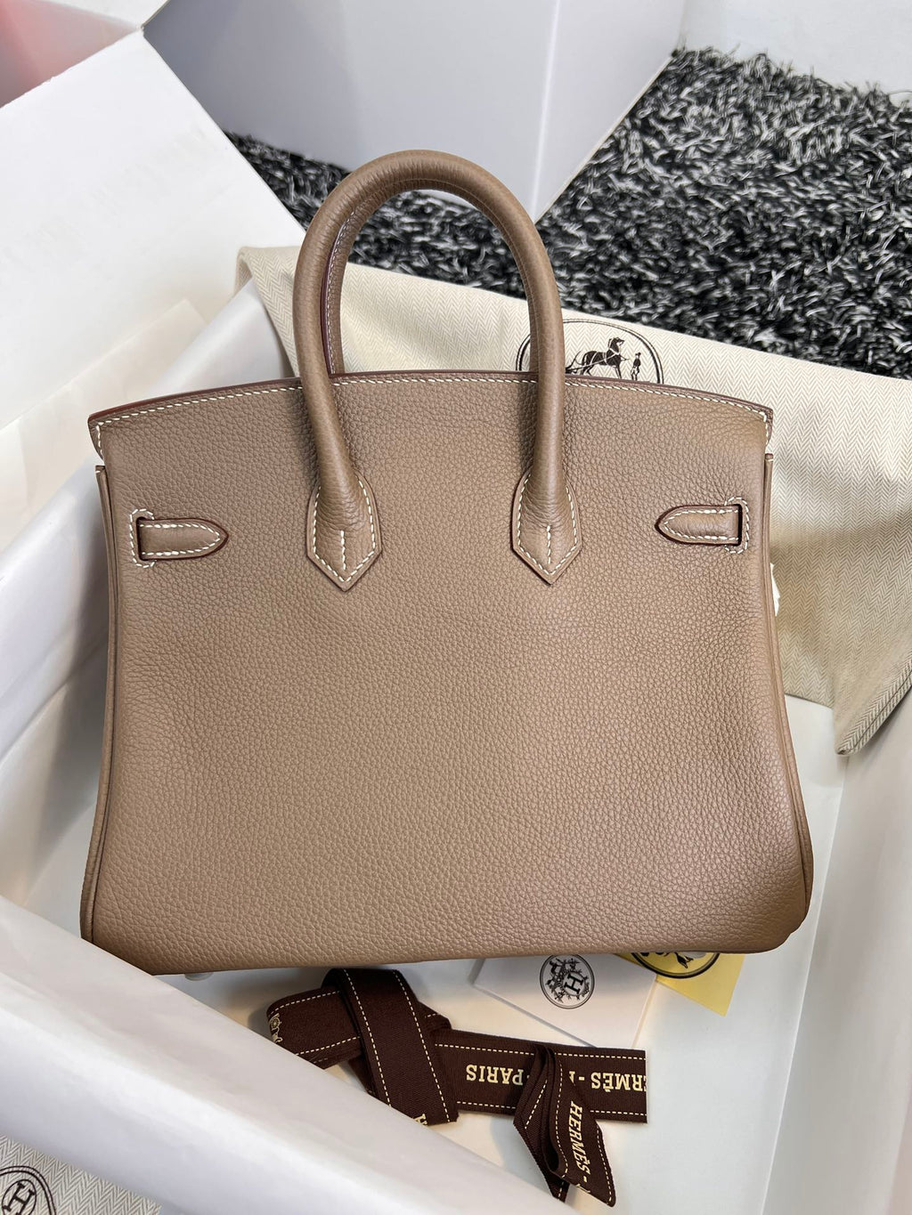 Hermes Birkin 25cm Brown Togo Leather Silver Hardware Bag