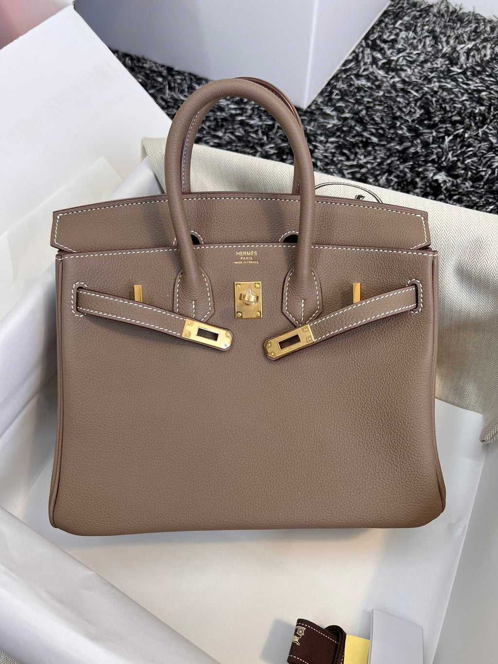 Hermes Birkin 25cm Brown Togo Leather Gold Hardware Bag