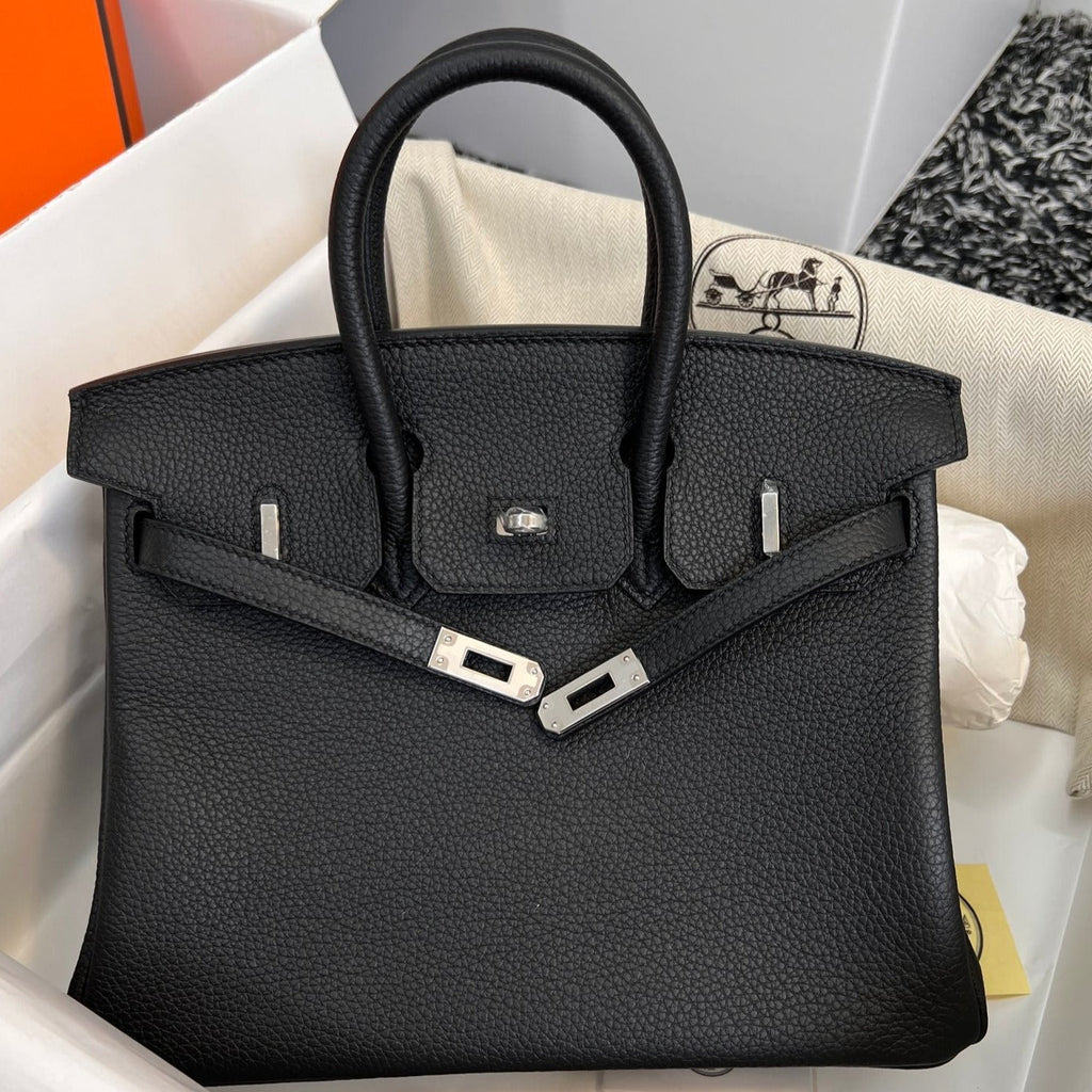Hermes Birkin 25cm Black Togo Leather Silver Hardware Bag