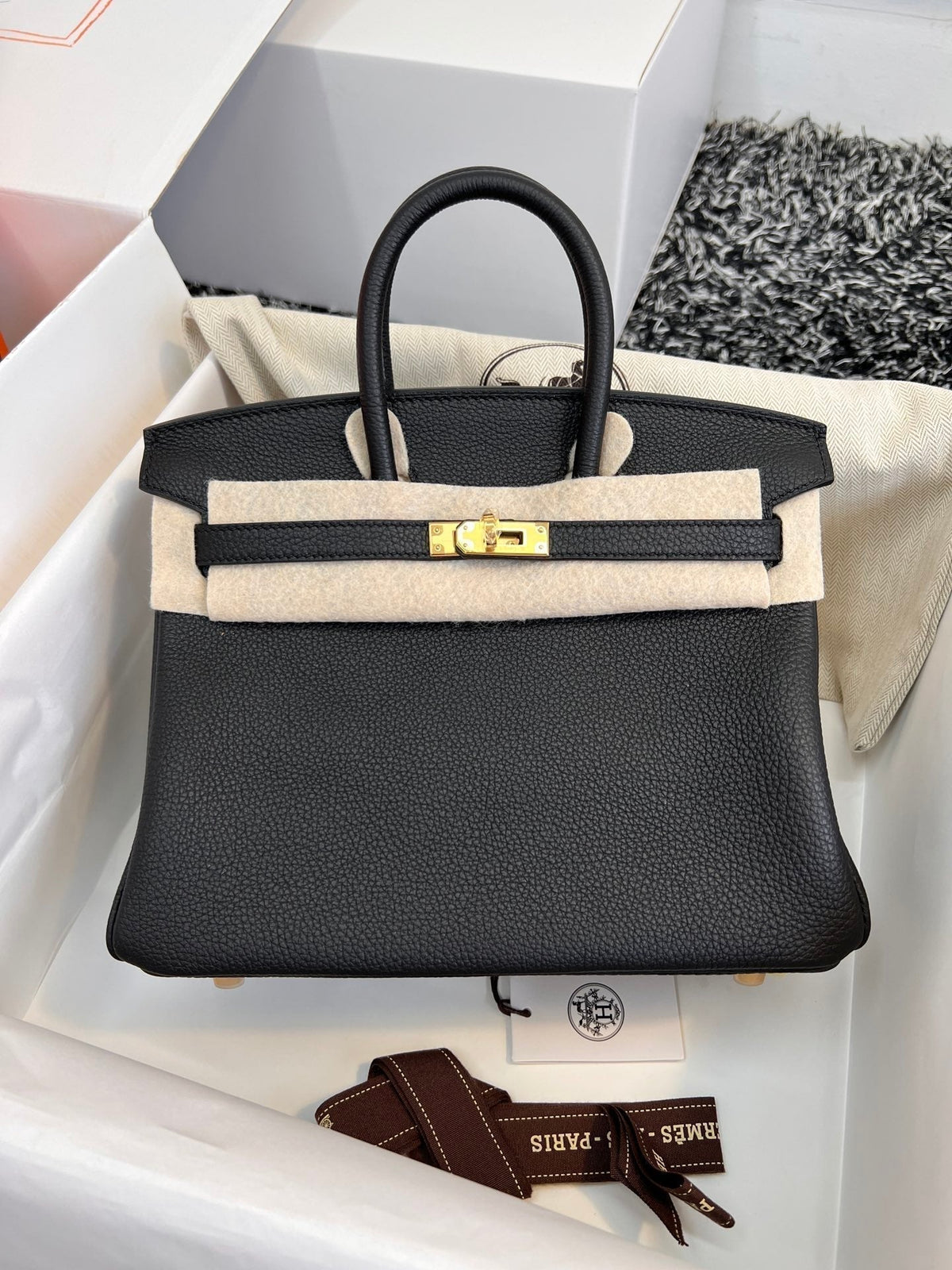 Hermes Birkin 25cm Black Togo Leather Gold Hardware Bag