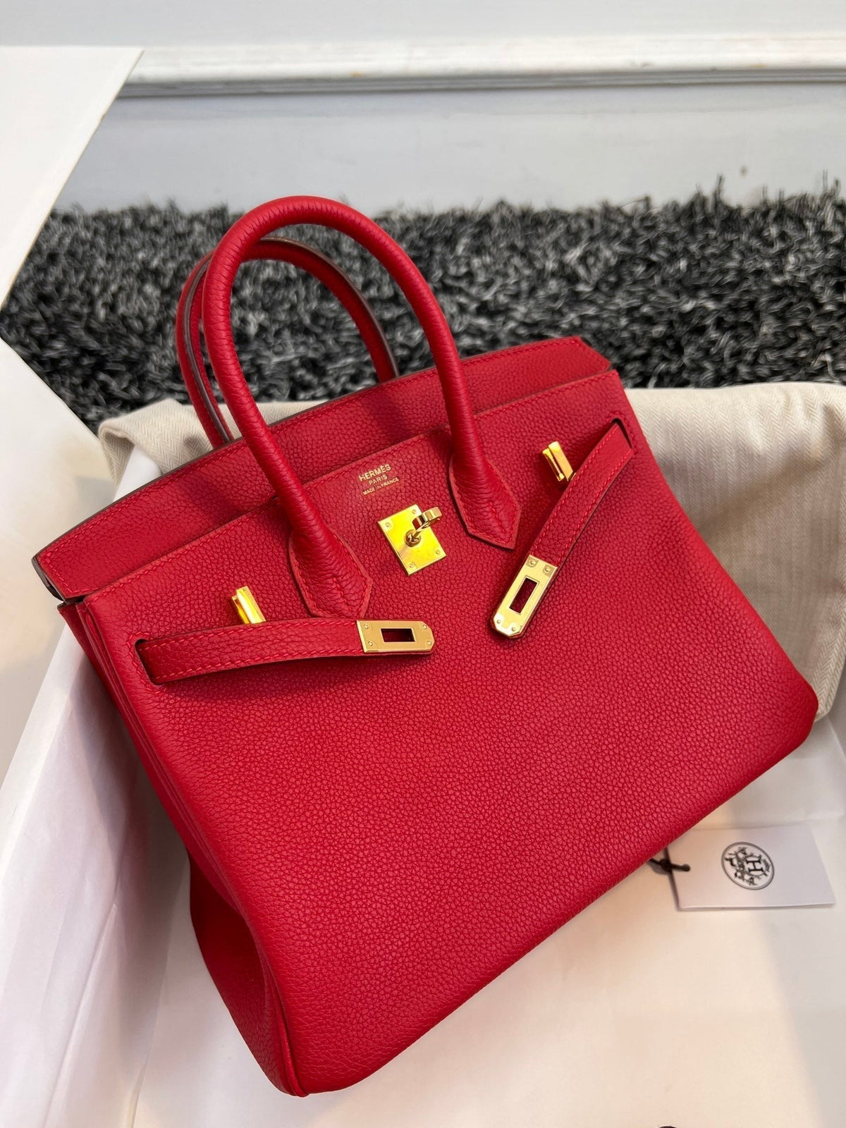 Hermes Birkin 25cm Red Togo Leather Gold Hardware Bag