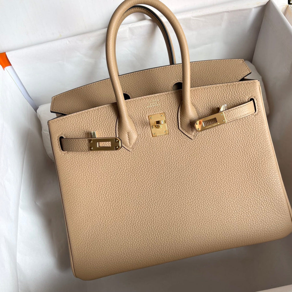 Hermes Birkin 25cm Beige Togo Leather Gold Hardware Bag