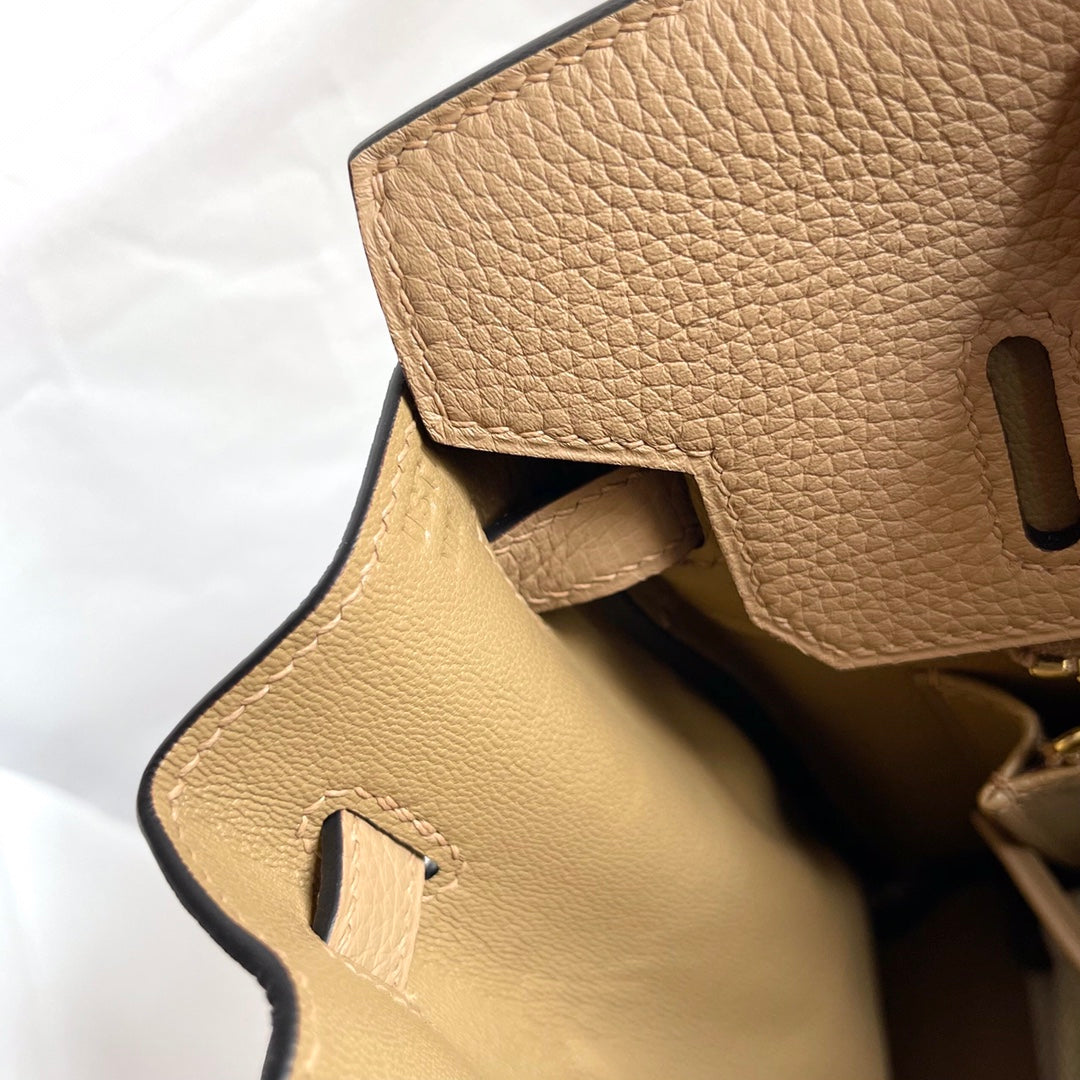 Hermes Birkin 25cm Beige Togo Leather Gold Hardware Bag