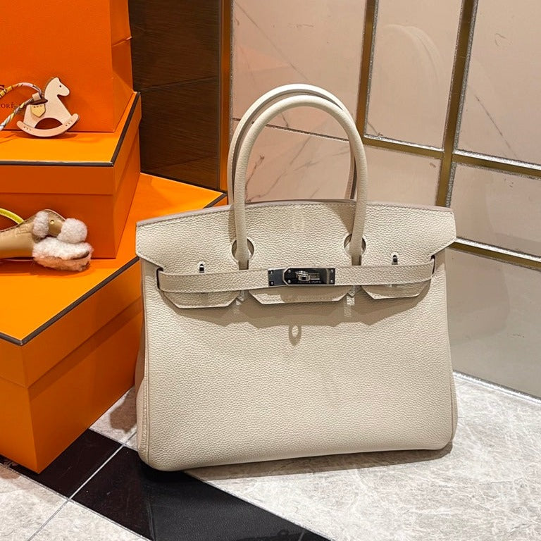 Hermes Birkin 30cm Creamy White Togo Leather Silver Hardware Bag