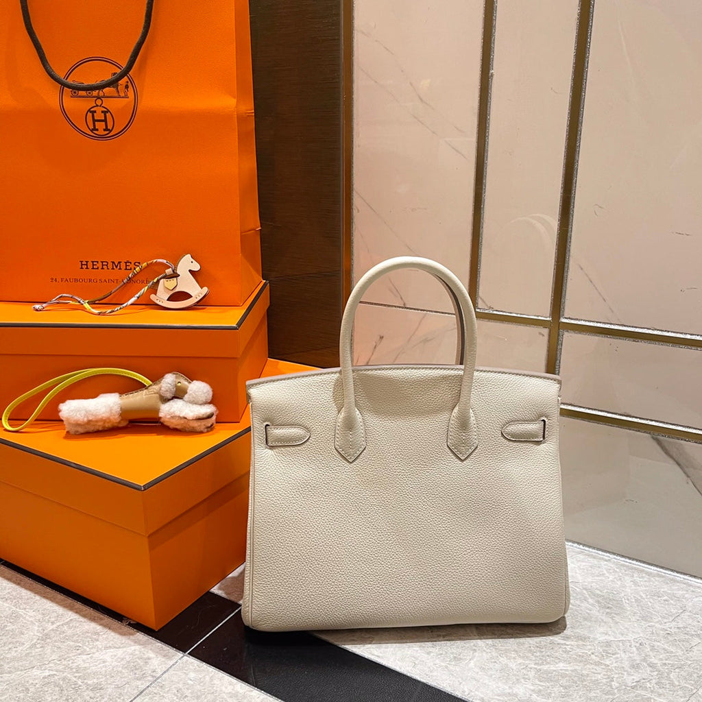 Hermes Birkin 30cm Creamy White Togo Leather Silver Hardware Bag