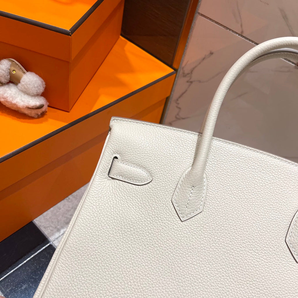 Hermes Birkin 30cm Creamy White Togo Leather Silver Hardware Bag