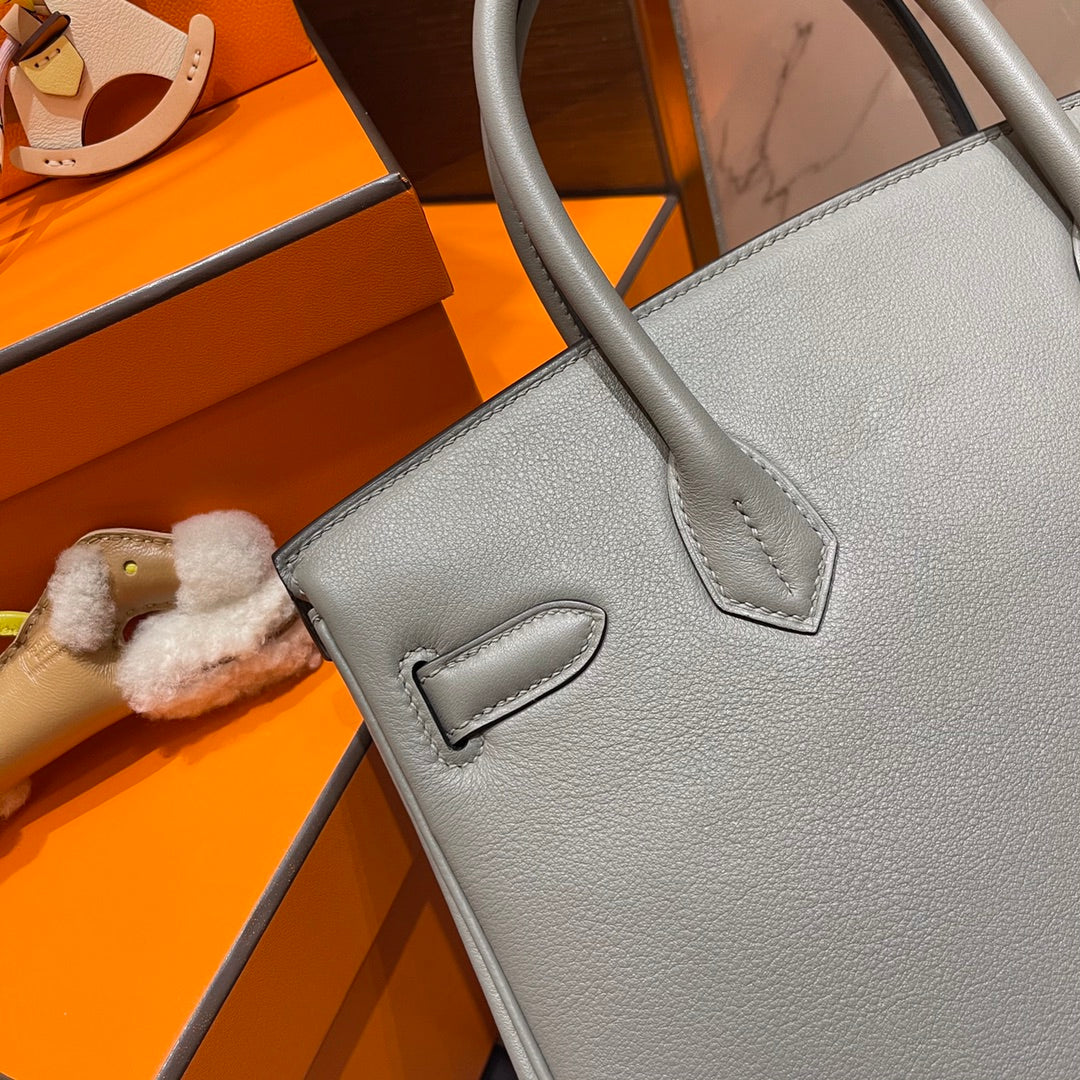 Hermes Birkin 30cm Grey Swift Leather Gold Hardware Bag