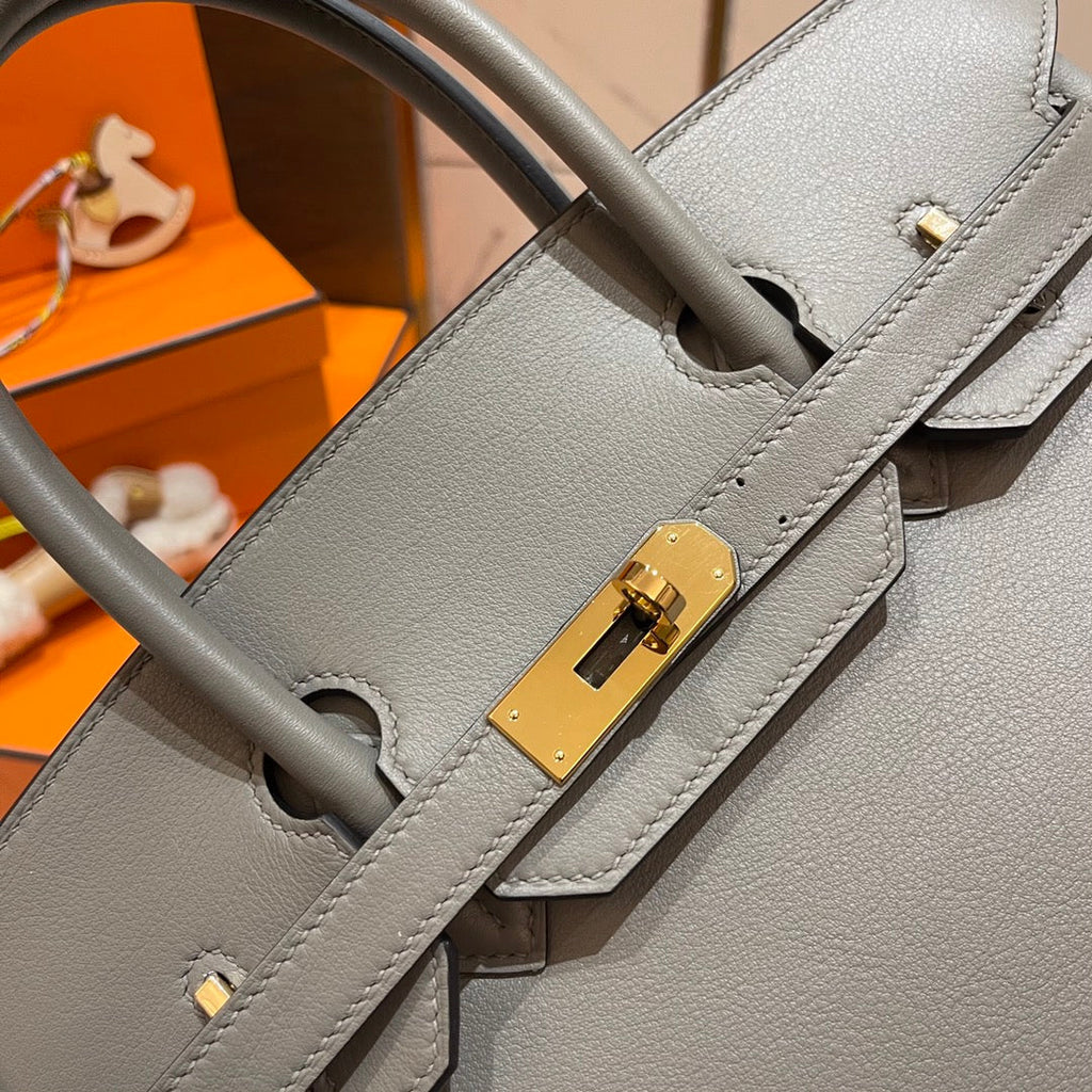 Hermes Birkin 30cm Grey Swift Leather Gold Hardware Bag