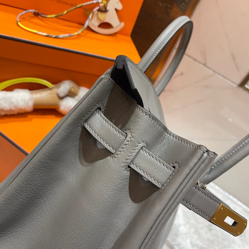 Hermes Birkin 30cm Grey Swift Leather Gold Hardware Bag