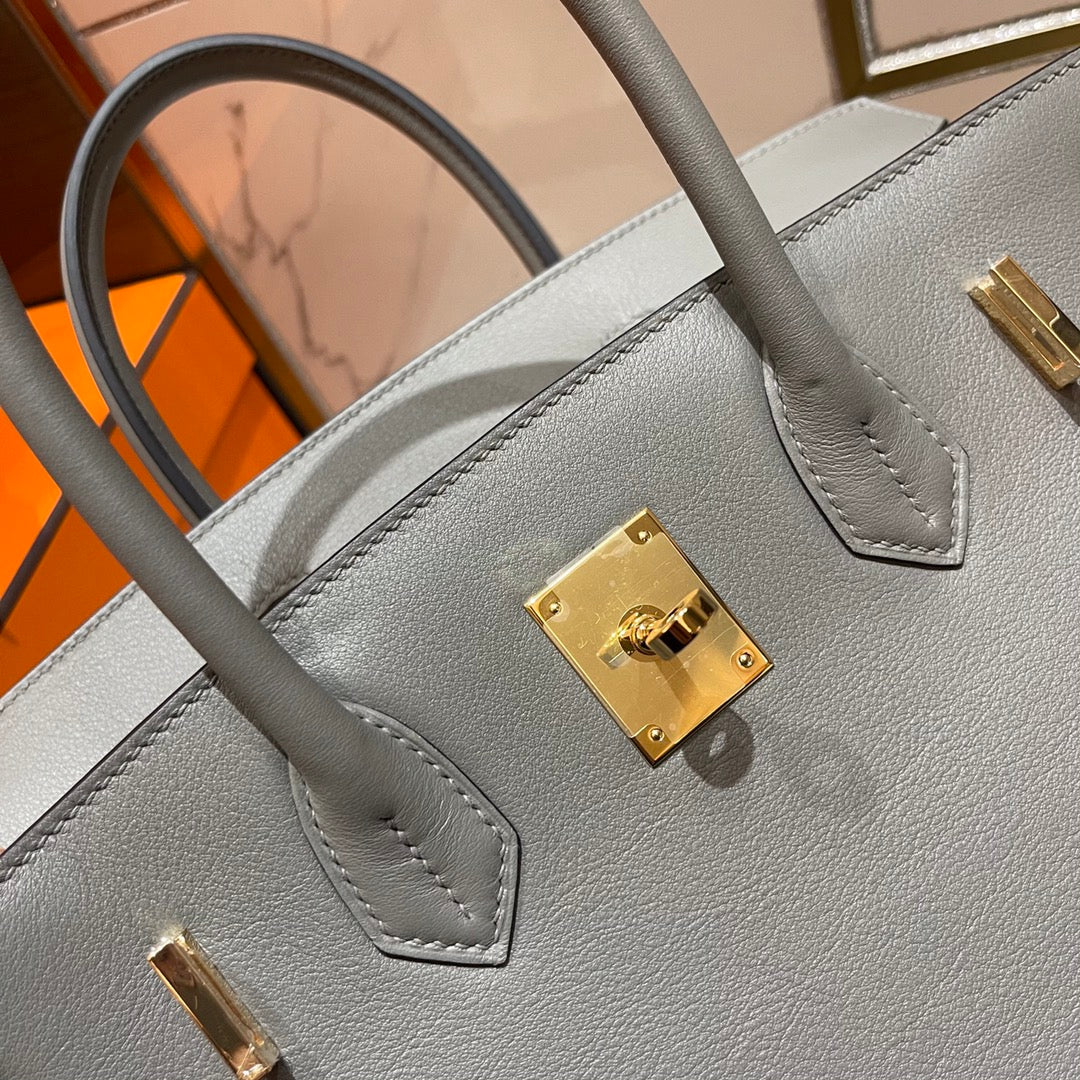 Hermes Birkin 30cm Grey Swift Leather Gold Hardware Bag