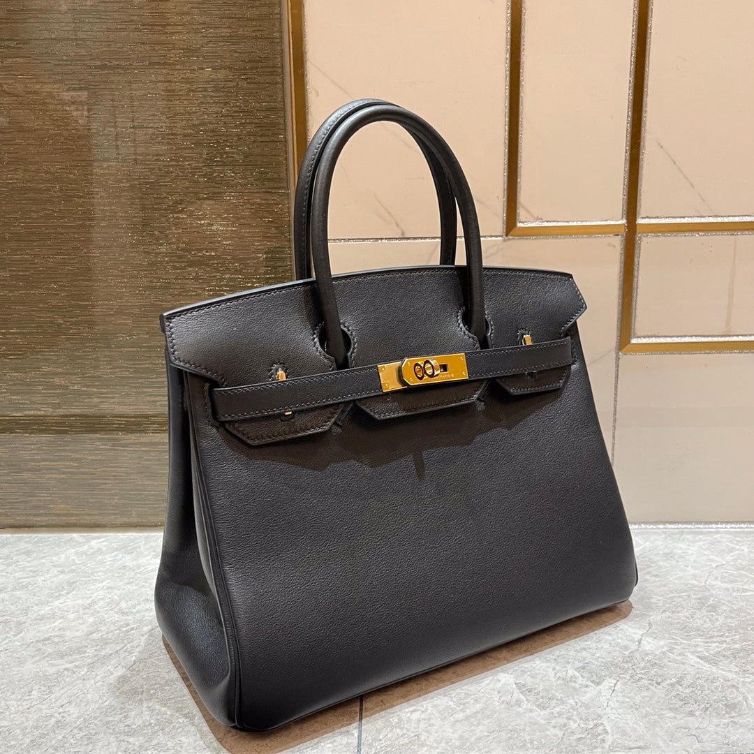 Hermes Birkin 30cm Black Swift Leather Gold Hardware Bag