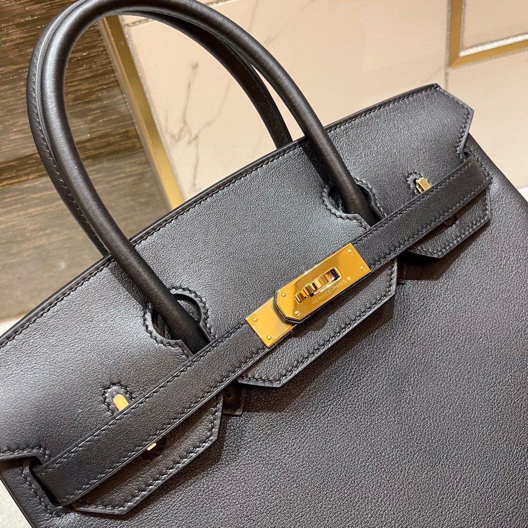 Hermes Birkin 30cm Black Swift Leather Gold Hardware Bag