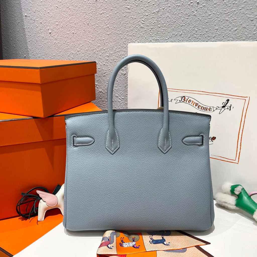 Hermes Birkin 30cm Cloud Blue Togo Leather Silver Hardware Bag