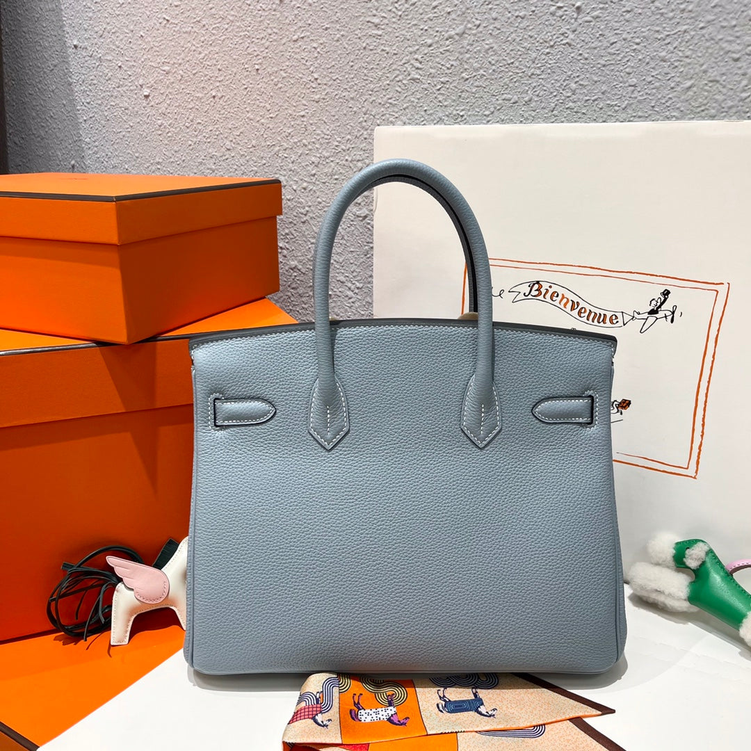 Hermes Birkin 30cm Cloud Blue Togo Leather Silver Hardware Bag