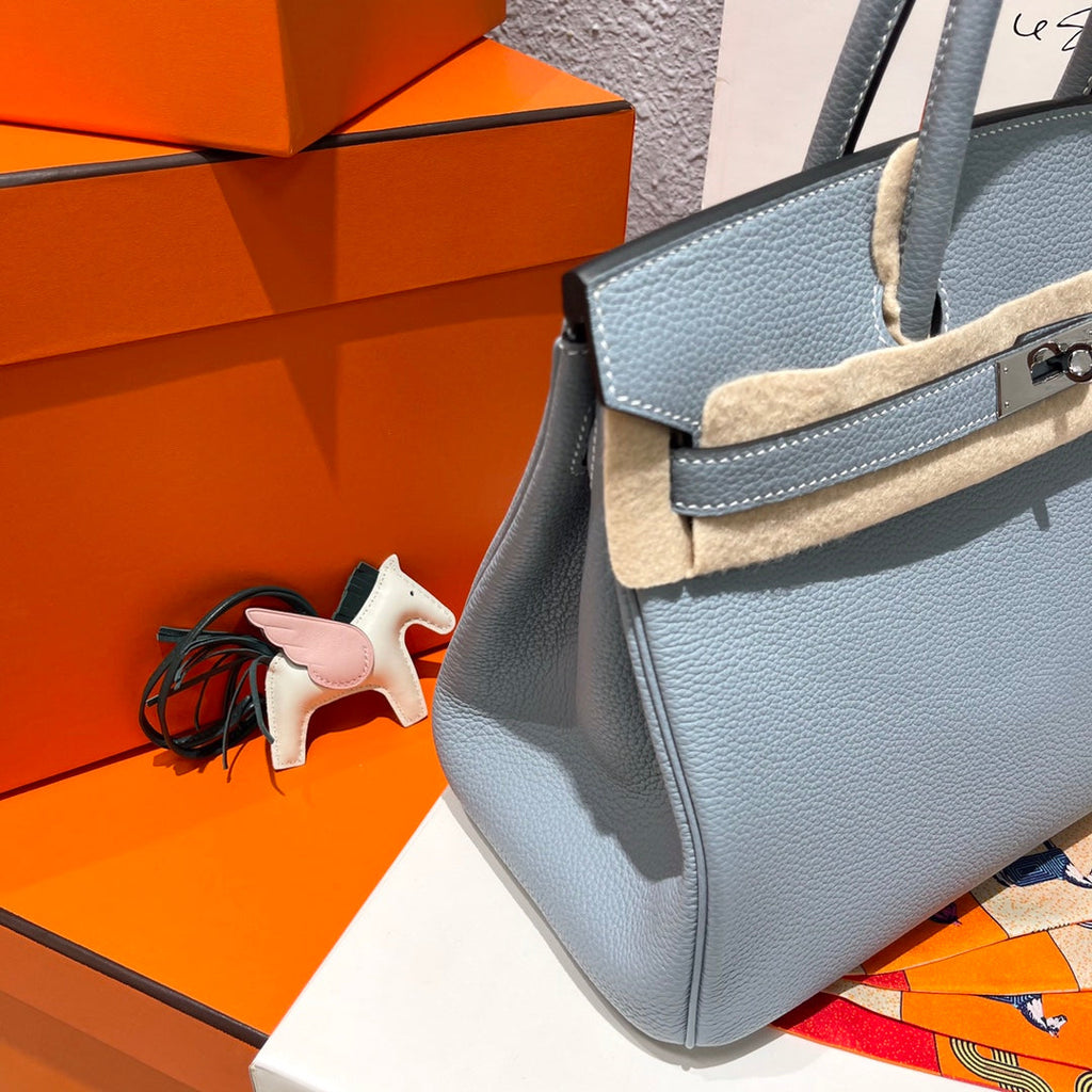Hermes Birkin 30cm Cloud Blue Togo Leather Silver Hardware Bag