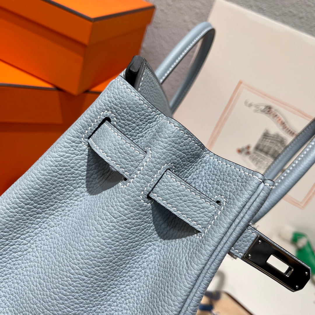 Hermes Birkin 30cm Cloud Blue Togo Leather Silver Hardware Bag