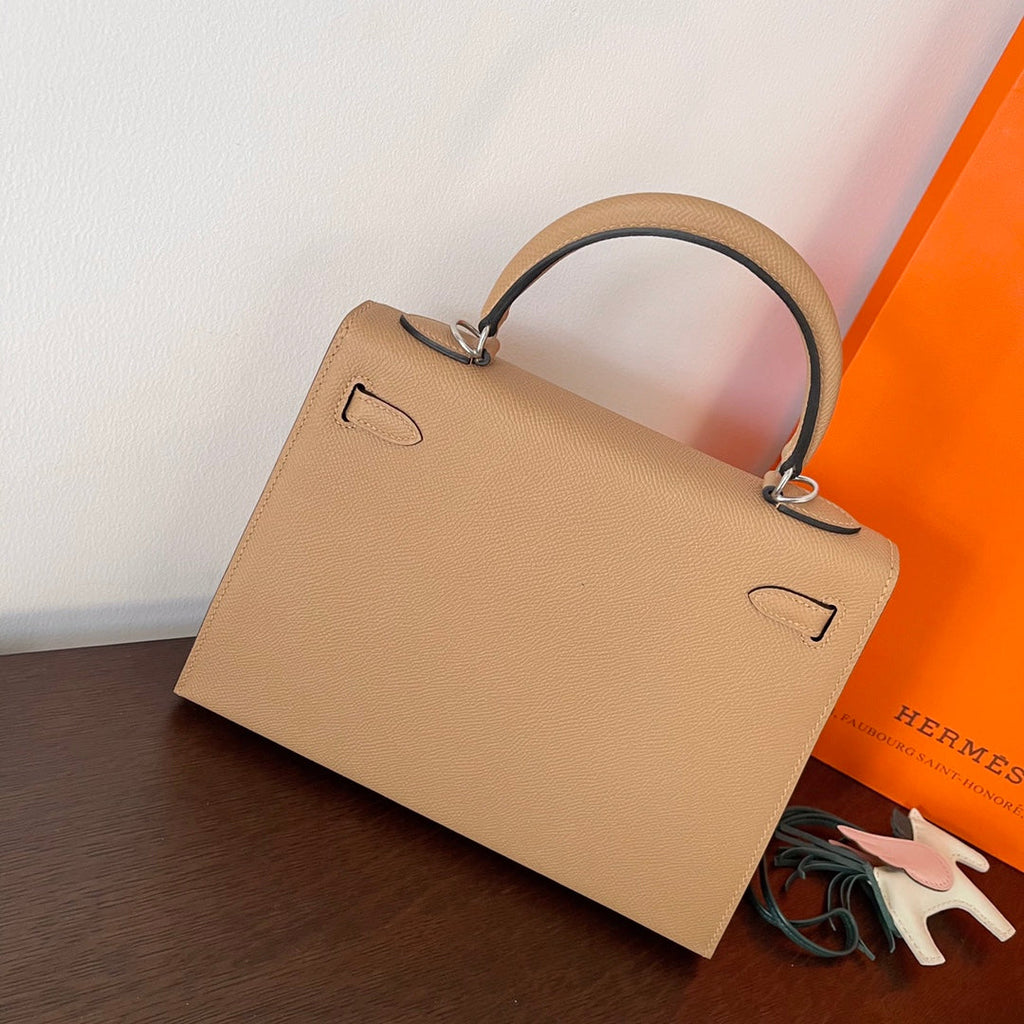 Hermes Kelly 25cm Beige Epsom Leather Silver Hardware Bag