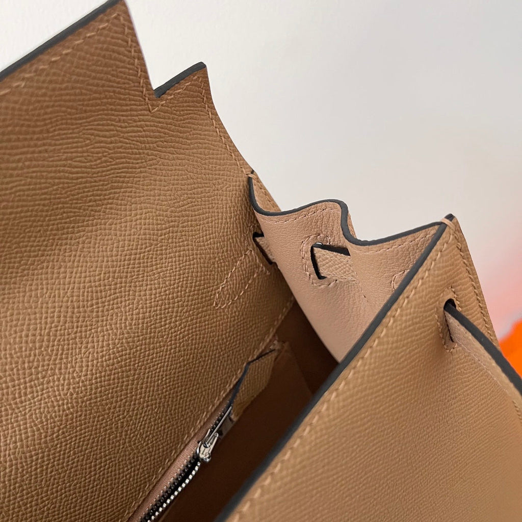 Hermes Kelly 25cm Beige Epsom Leather Silver Hardware Bag