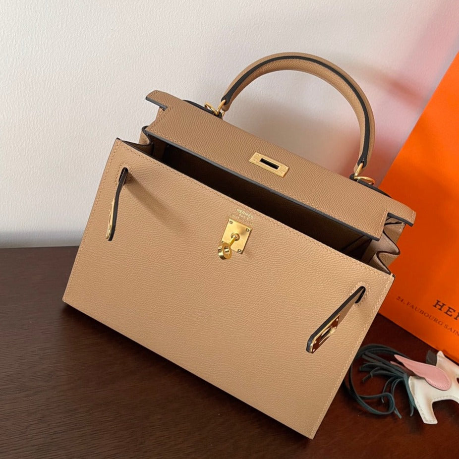 Hermes Kelly 25cm Beige Epsom Leather Gold Hardware Bag