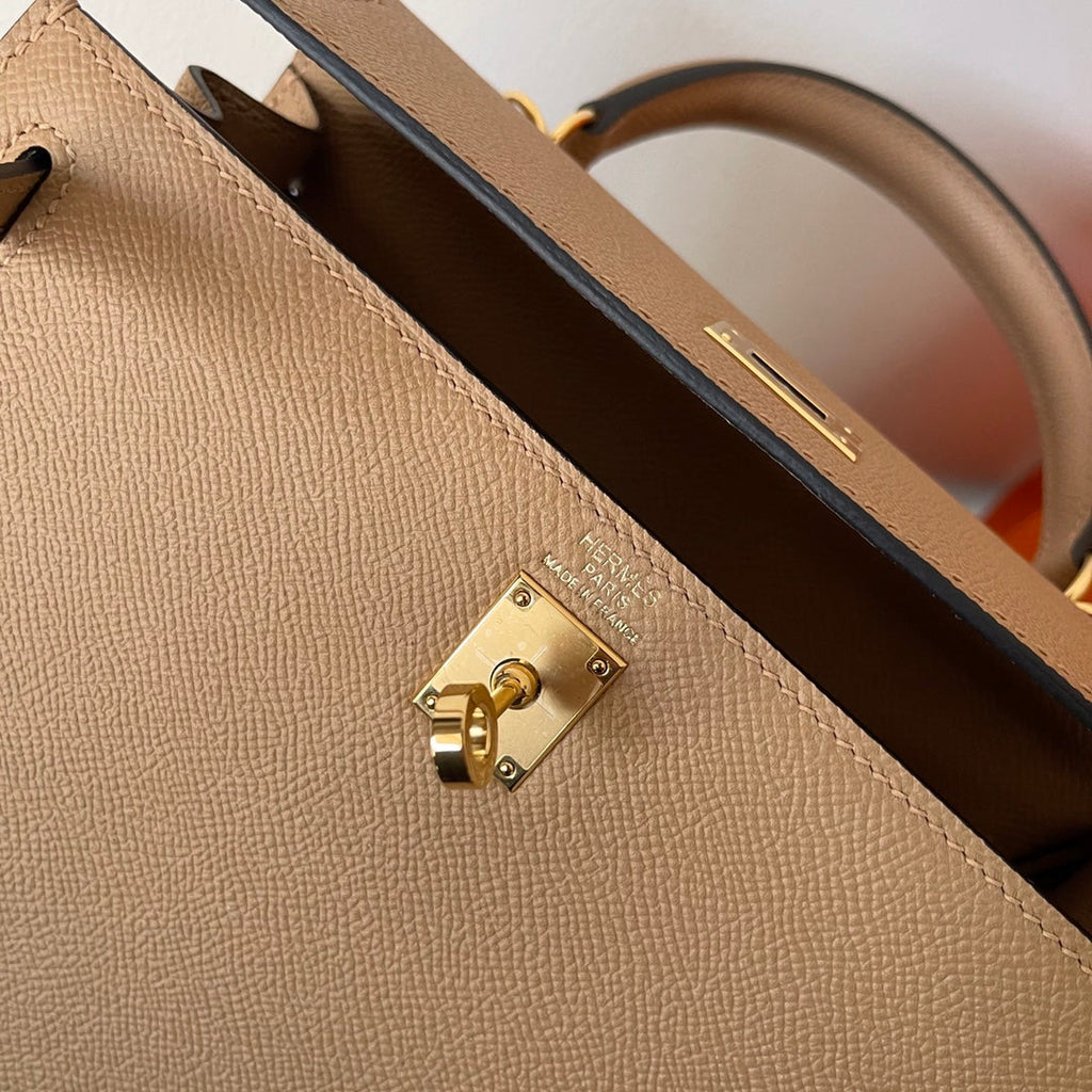 Hermes Kelly 25cm Beige Epsom Leather Gold Hardware Bag