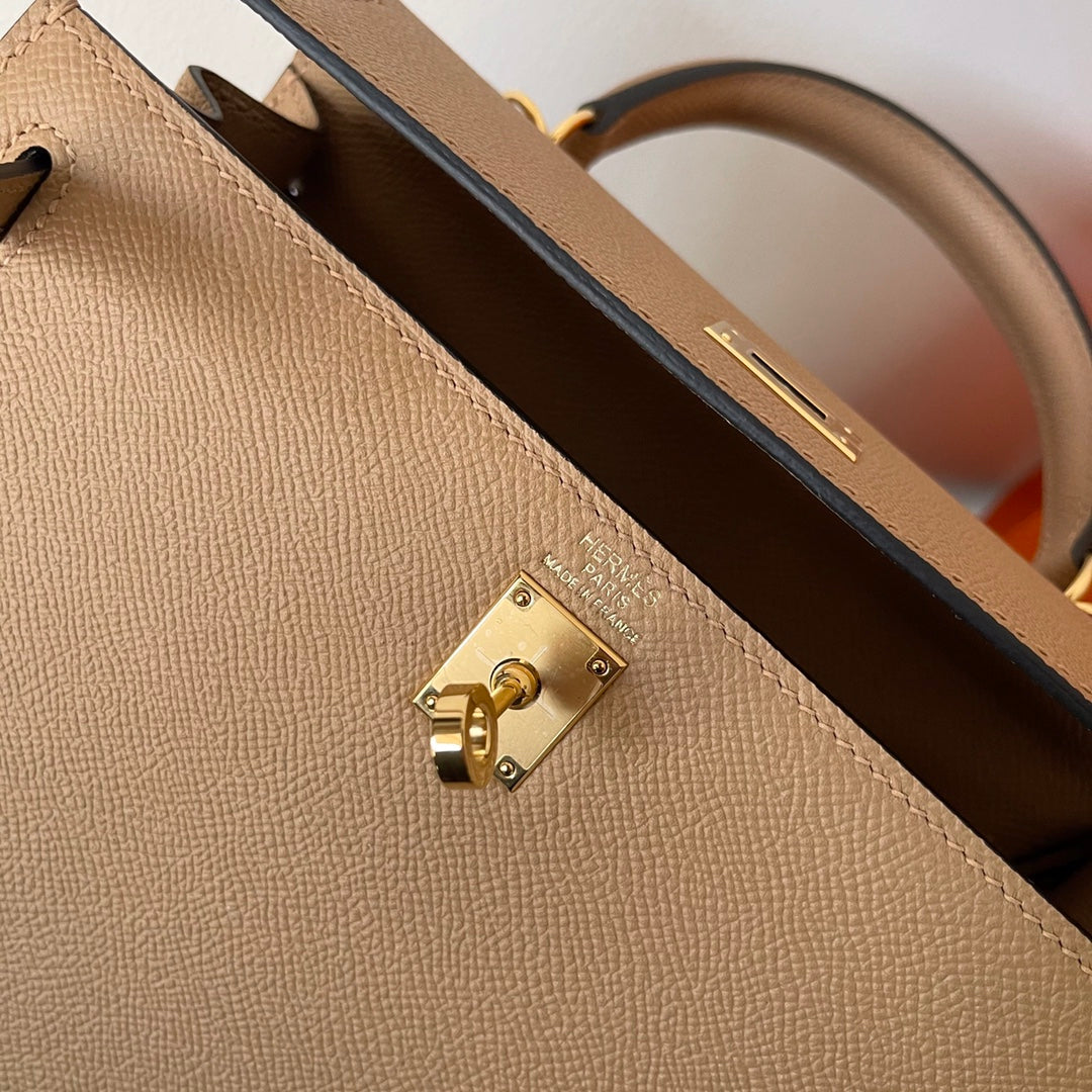 Hermes Kelly 25cm Beige Epsom Leather Gold Hardware Bag