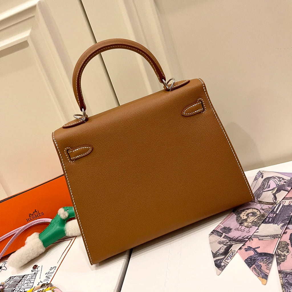 Hermes Kelly 25cm Gold Epsom Leather Silver Hardware Bag