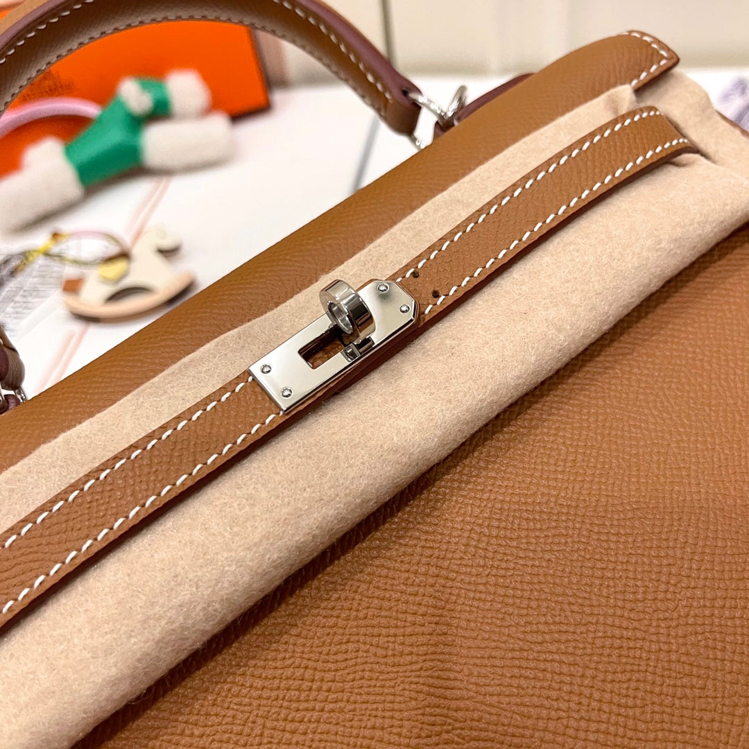 Hermes Kelly 25cm Gold Epsom Leather Silver Hardware Bag