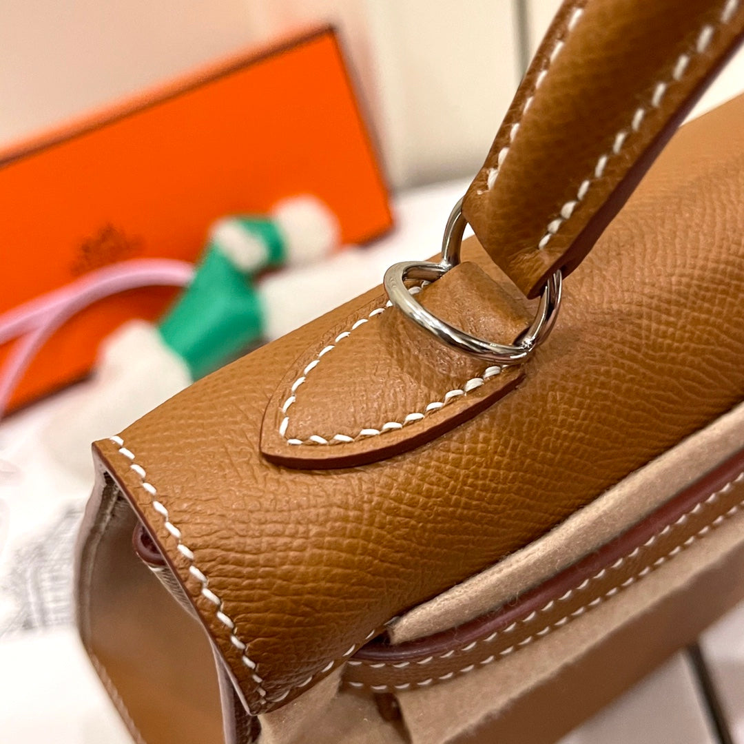 Hermes Kelly 25cm Gold Epsom Leather Silver Hardware Bag