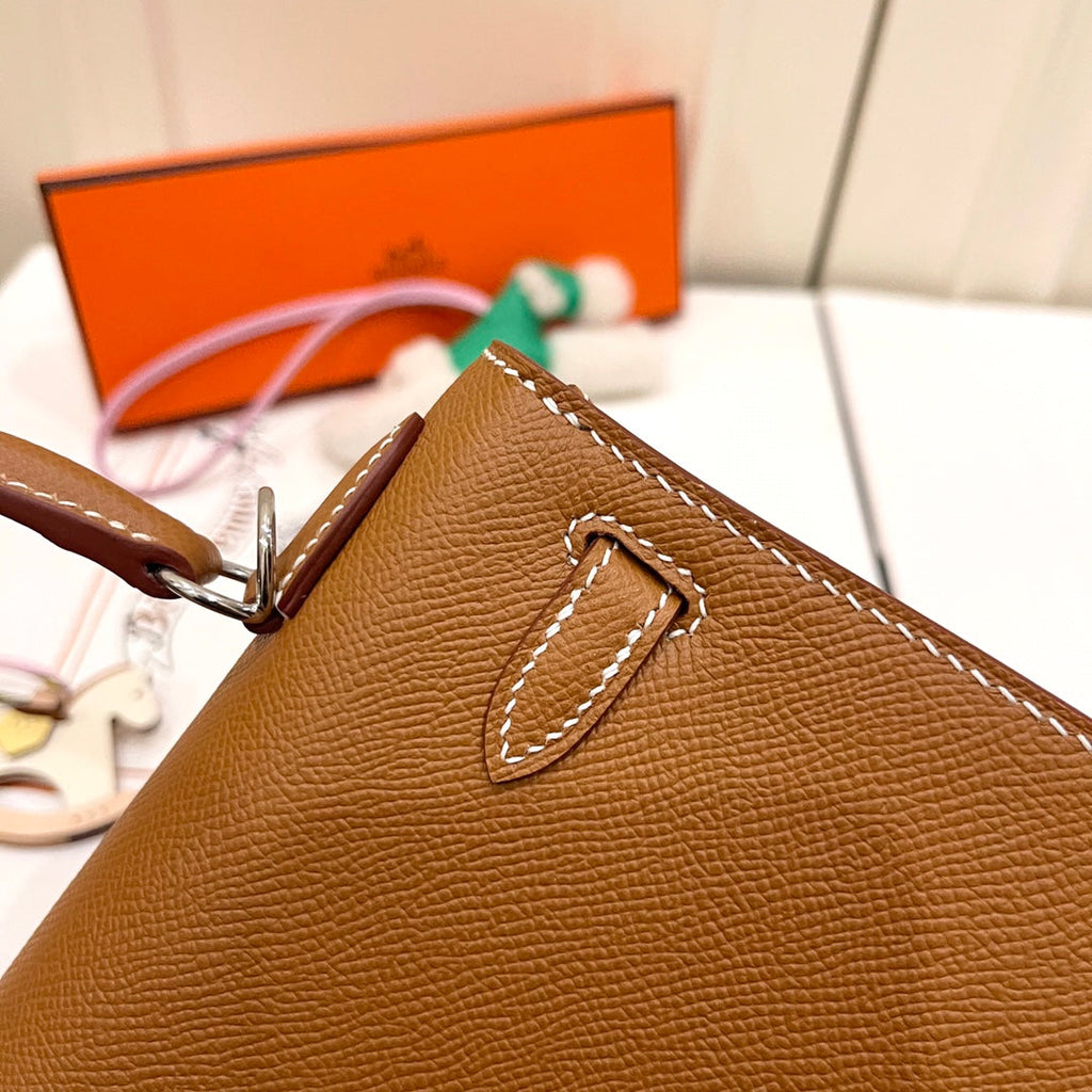 Hermes Kelly 25cm Gold Epsom Leather Silver Hardware Bag