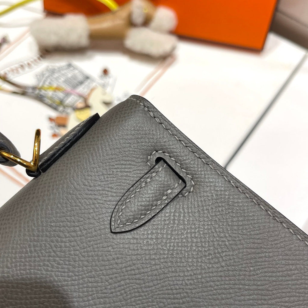 Hermes Kelly 25cm Gris Mouette Epsom Leather Gold Hardware Bag