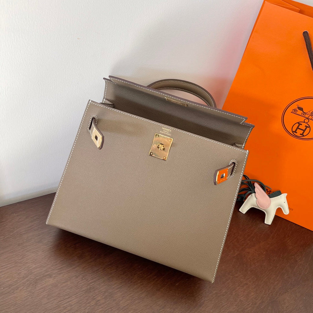 Hermes Kelly 28cm Etain Epsom Leather Gold Hardware Bag