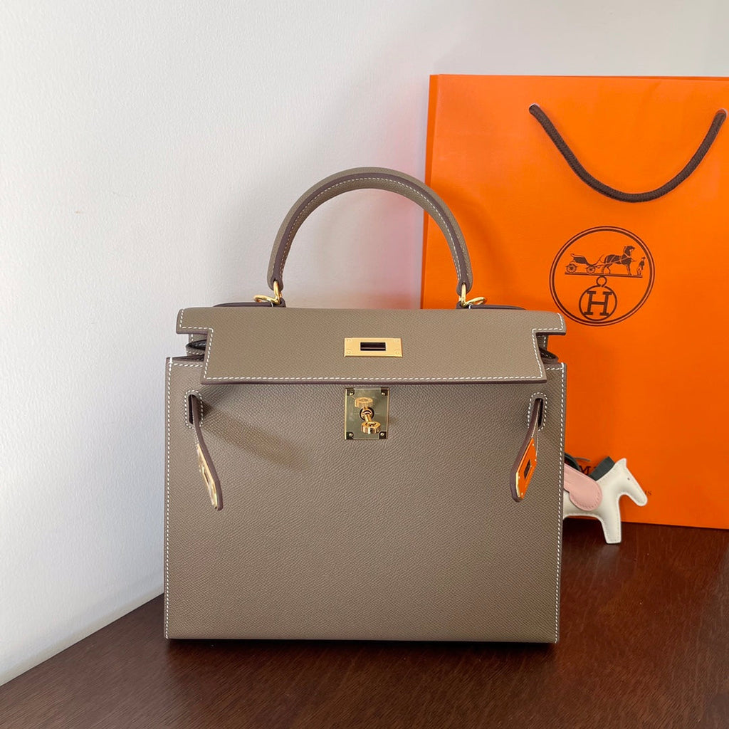 Hermes Kelly 28cm Etain Epsom Leather Gold Hardware Bag
