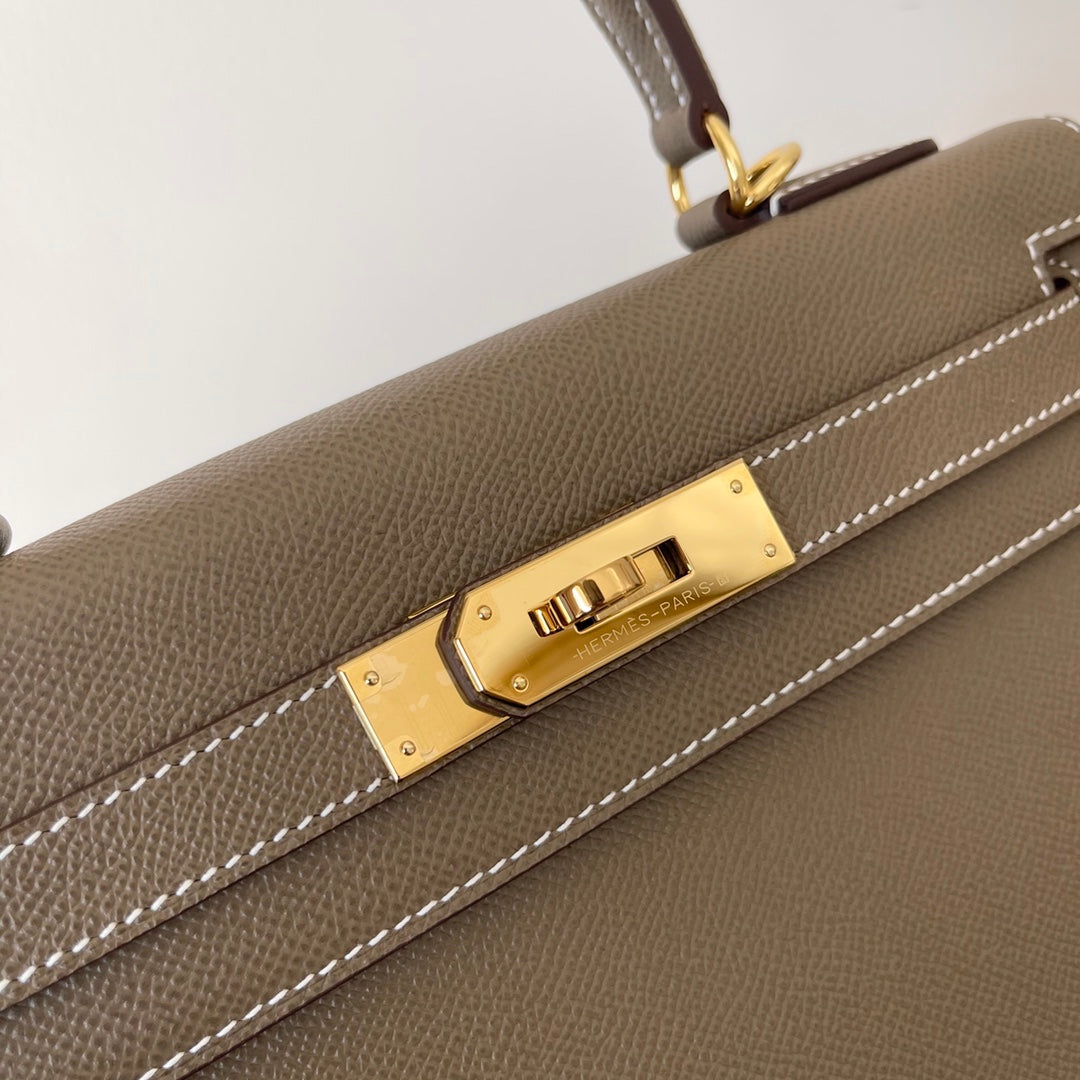 Hermes Kelly 28cm Etain Epsom Leather Gold Hardware Bag