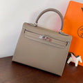Hermes Kelly 28cm Etain Epsom Leather Silver Hardware Bag