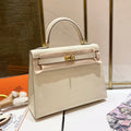 Hermes Kelly 25cm White Epsom Leather Gold Hardware Bag