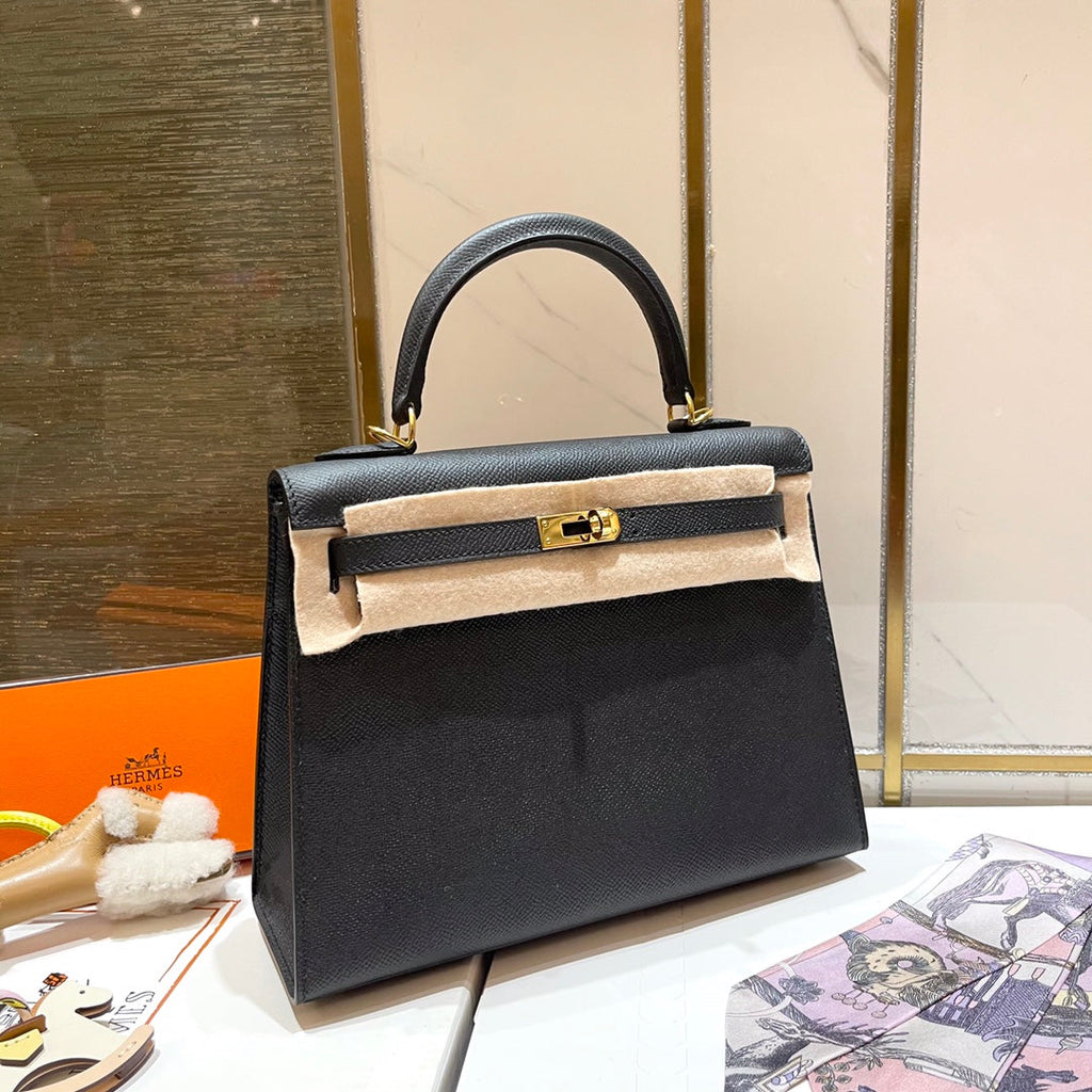 Hermes Kelly 25cm Black Epsom Leather Gold Hardware Bag