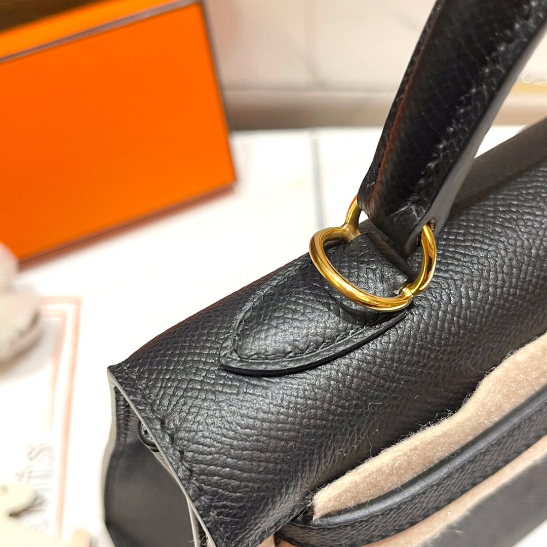 Hermes Kelly 25cm Black Epsom Leather Gold Hardware Bag