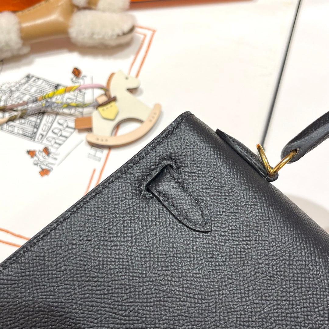 Hermes Kelly 25cm Black Epsom Leather Gold Hardware Bag