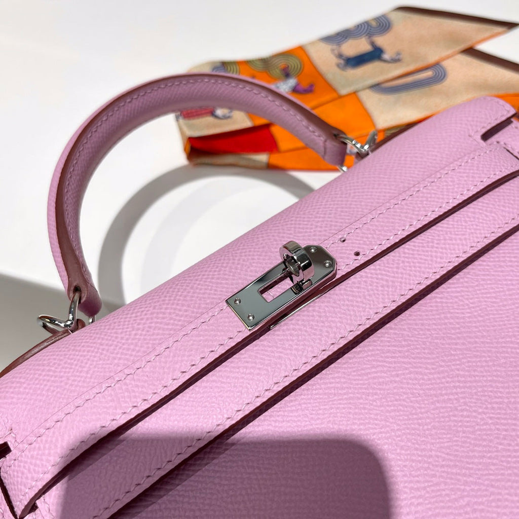Hermes Kelly 25cm Pink Epsom Leather Silver Hardware Bag