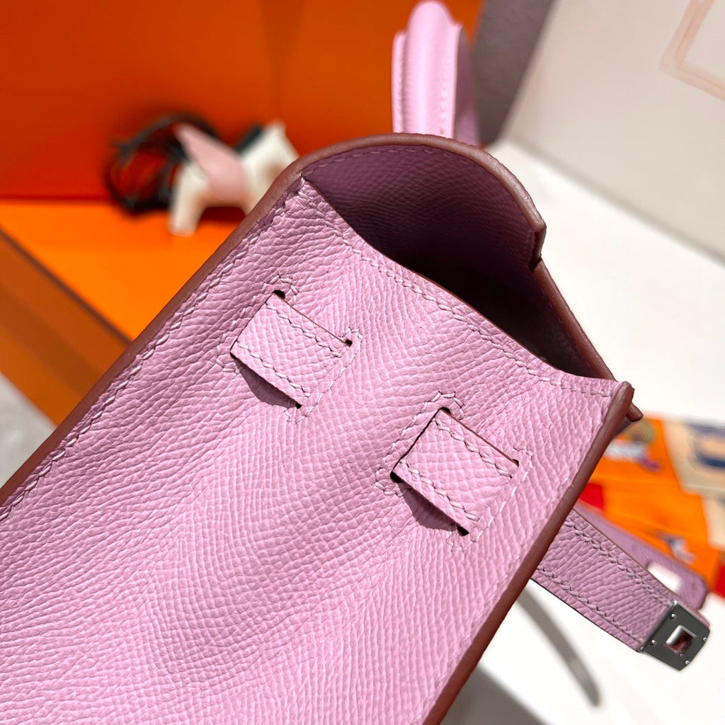 Hermes Kelly 25cm Pink Epsom Leather Silver Hardware Bag