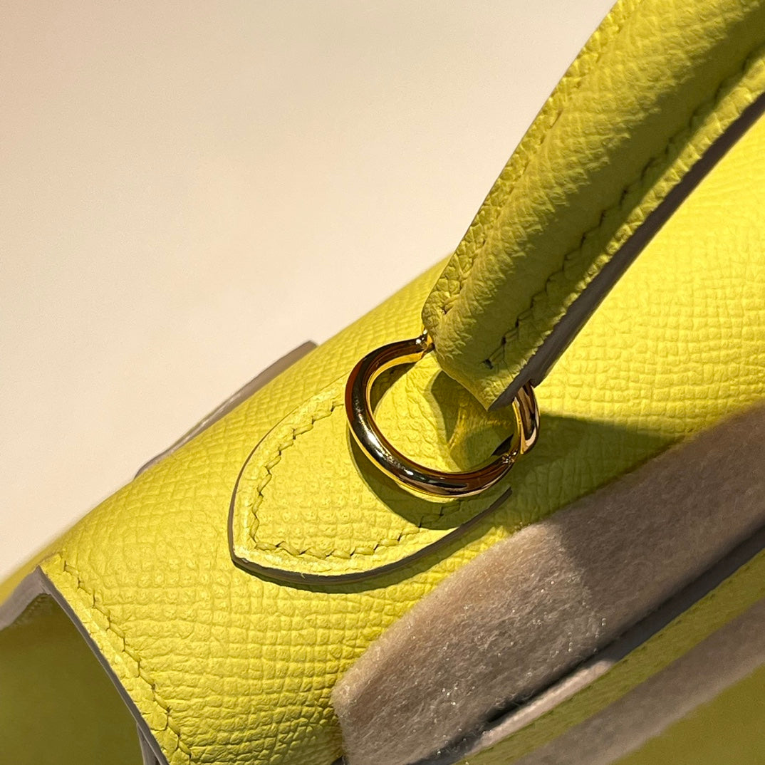 Hermes Kelly 25cm Lime Epsom Leather Gold Hardware Bag