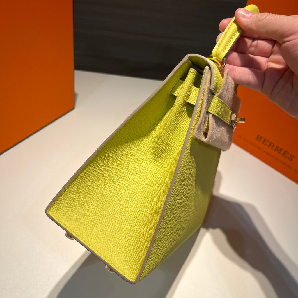 Hermes Kelly 25cm Lime Epsom Leather Gold Hardware Bag