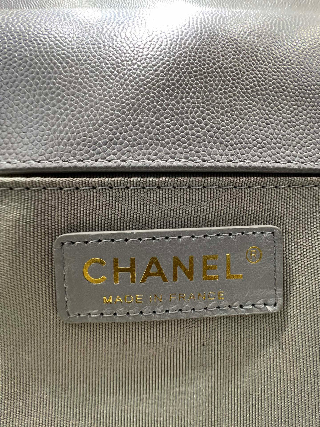 Chanel Boy Bag Medium 25 Grey Caviar Gold Hardware