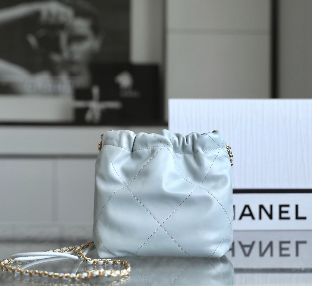 Chanel 22 Antiba Hobo Bag Light Blue 20cm