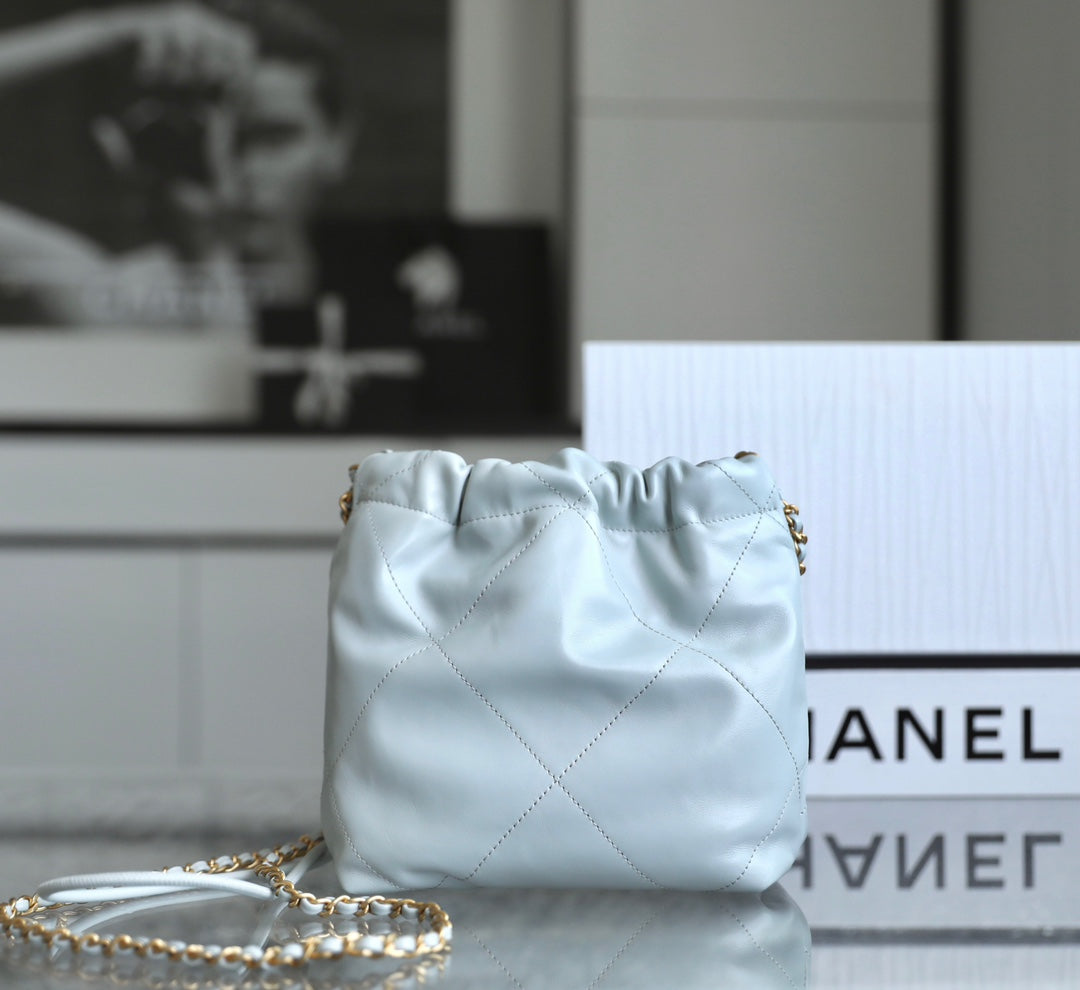 Chanel 22 Antiba Hobo Bag Light Blue 20cm