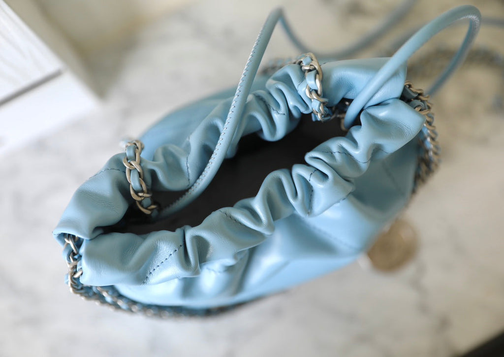 Chanel 22 Antiba Hobo Bag Cloud Blue 20cm